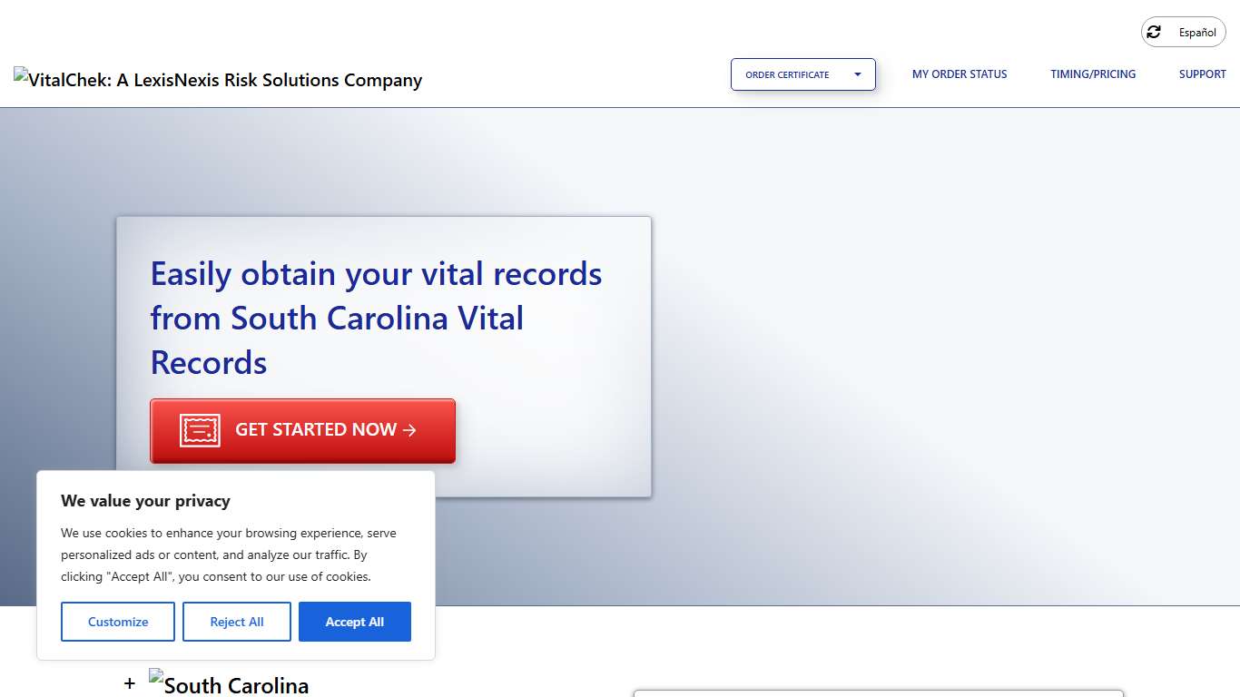 South Carolina Vital Records (SC) | Order Certificates - VitalChek