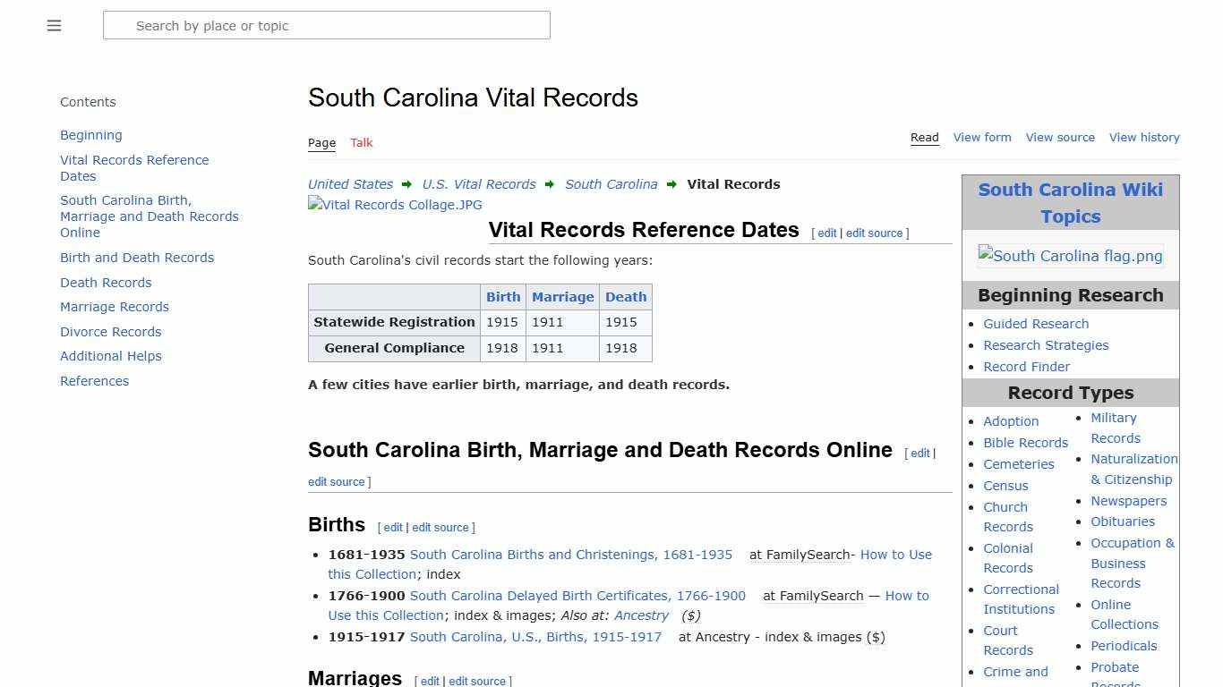 South Carolina Vital Records • FamilySearch