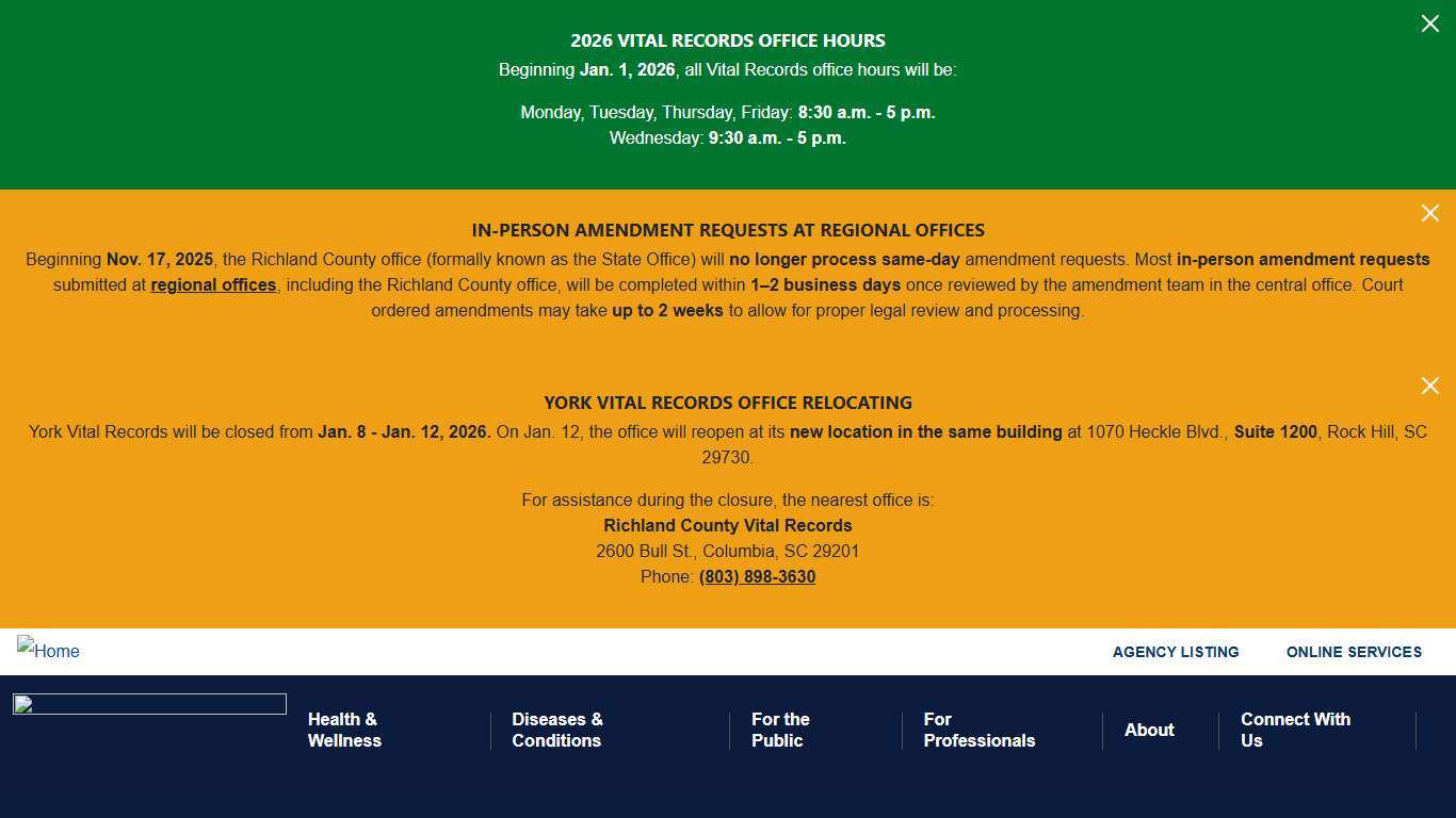 Vital Records Forms | South Carolina Department of Public Health